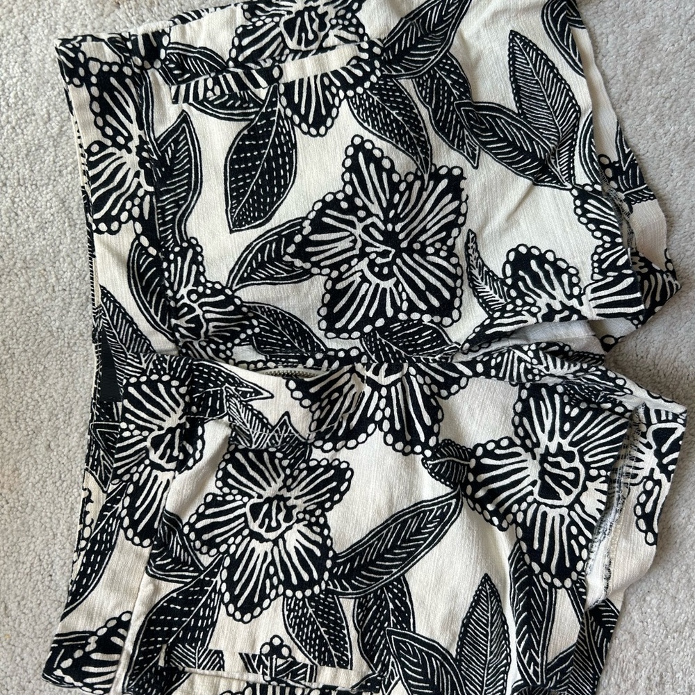 J. Crew Black and White Floral Women Shorts